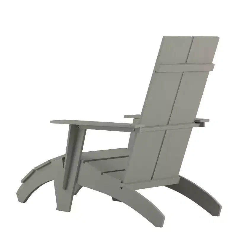 Chaise de patio Merrick Lane Adirondack moderne à lattes avec pouf assorti