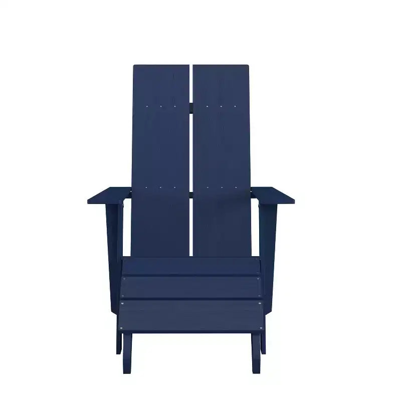 Chaise de patio Merrick Lane Adirondack moderne à lattes avec pouf assorti
