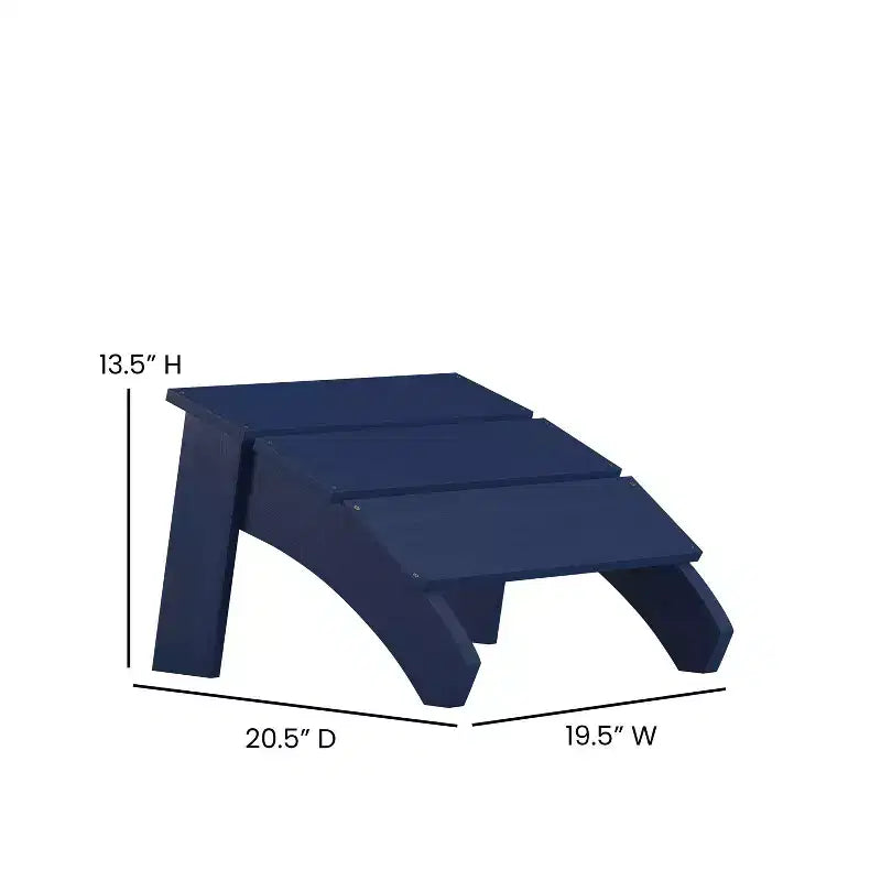 Chaise de patio Merrick Lane Adirondack moderne à lattes avec pouf assorti