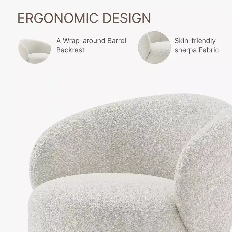 Spruce&Spring Upholstered Swivel Accent Barrel Chair with Wood Base