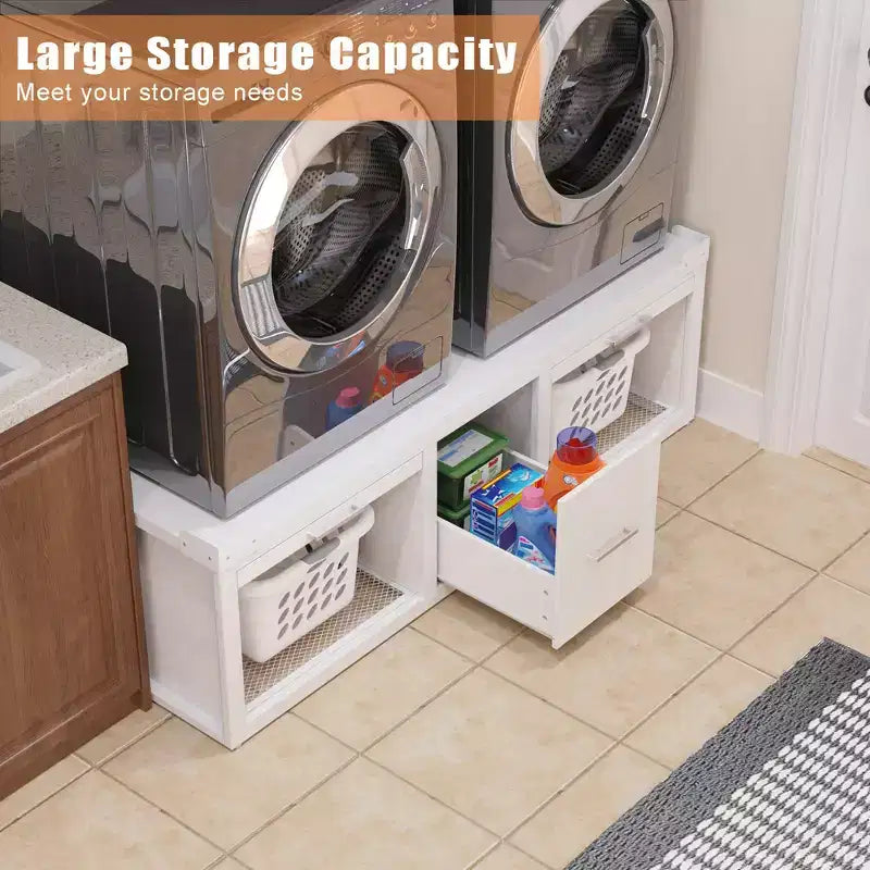 GDLF Washer and Dryer Pedestals, Universal Washer and Dryer Stand with Pull-Out Shelf,White