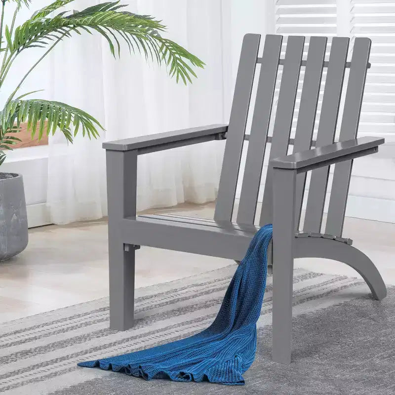 Costway Patio Adirondack Chair Acacia Wood Lounge Armrest Garden Deck White\Black\Gray
