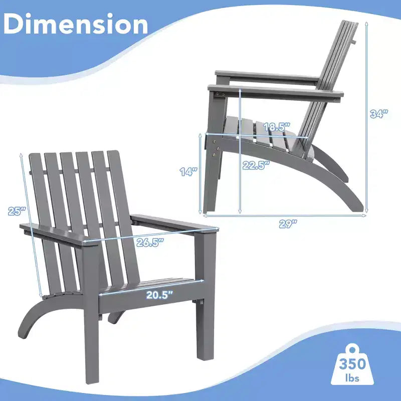 Costway Patio Adirondack Chair Acacia Wood Lounge Armrest Garden Deck White\Black\Gray