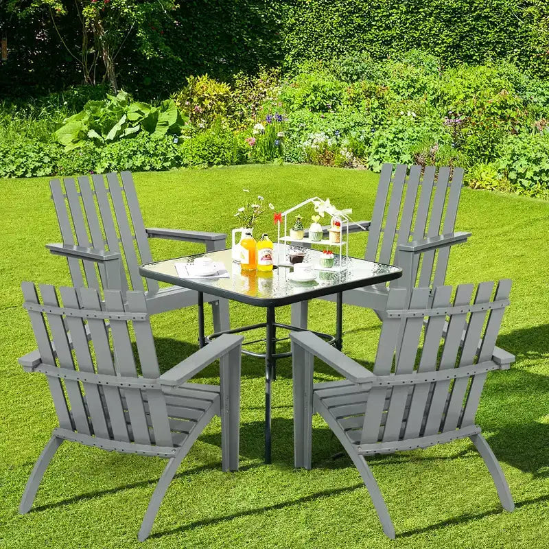 Costway Patio Adirondack Chair Acacia Wood Lounge Armrest Garden Deck White\Black\Gray
