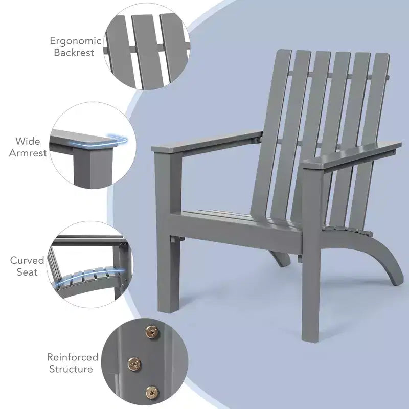 Costway Patio Adirondack Chair Acacia Wood Lounge Armrest Garden Deck White\Black\Gray