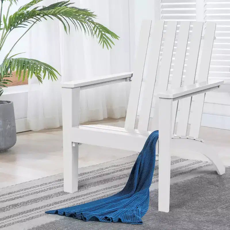Costway Patio Adirondack Chair Acacia Wood Lounge Armrest Garden Deck White\Black\Gray