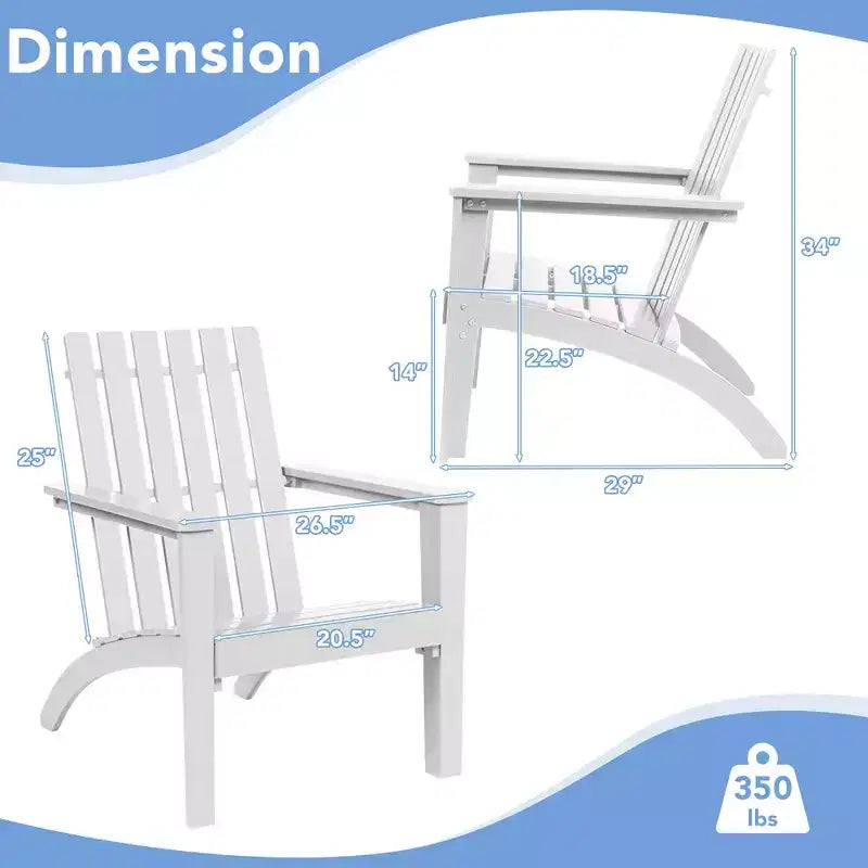 Costway Patio Adirondack Chair Acacia Wood Lounge Armrest Garden Deck White\Black\Gray