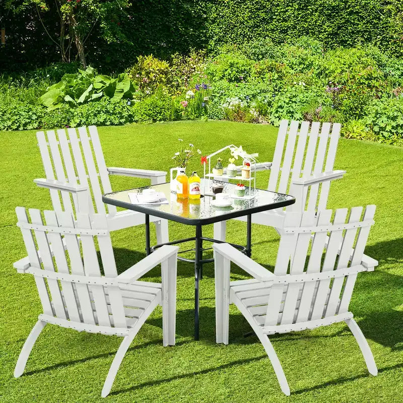 Costway Patio Adirondack Chair Acacia Wood Lounge Armrest Garden Deck White\Black\Gray