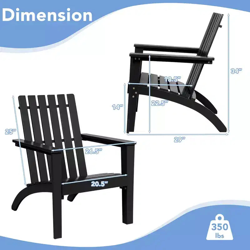 Costway Patio Adirondack Chair Acacia Wood Lounge Armrest Garden Deck White\Black\Gray