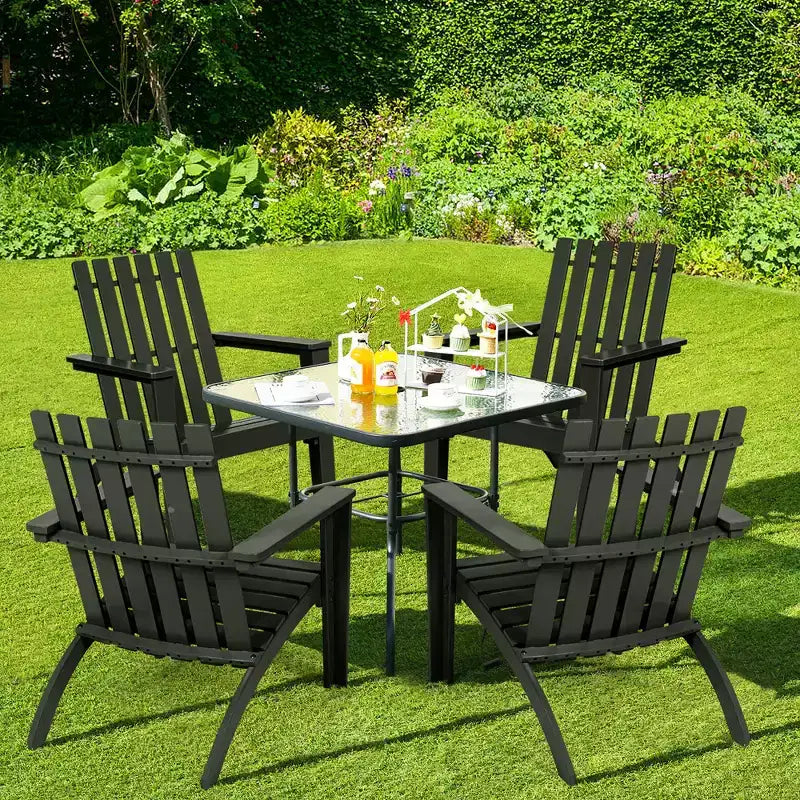 Costway Patio Adirondack Chair Acacia Wood Lounge Armrest Garden Deck White\Black\Gray