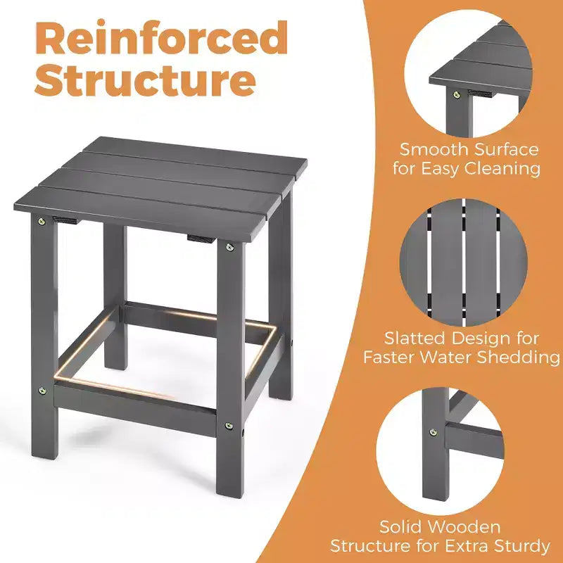 Costway 2PCS Patio Adirondack Chair Side Table Set Solid Wood Garden Deck Grey