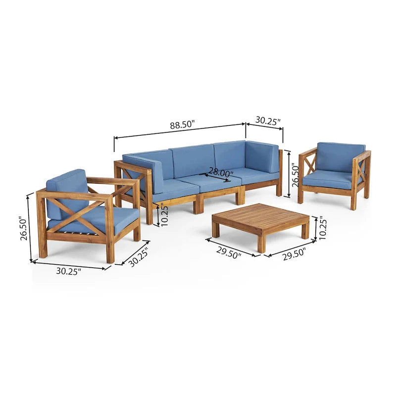 Brava Outdoor Acacia Wood 6-piece Chat Set by Christopher Knight Home