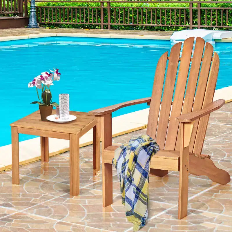 Costway Outdoor Adirondack Chair Solid Wood sturdy Patio Garden Furniture GrayNaturalWhite
