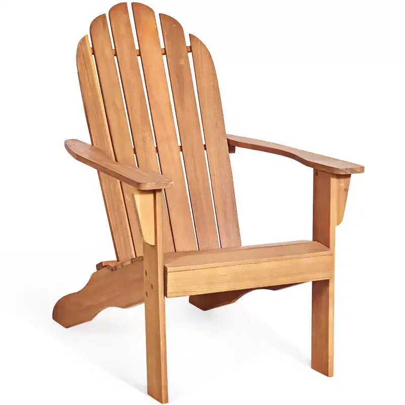 Costway Outdoor Adirondack Chair Solid Wood sturdy Patio Garden Furniture GrayNaturalWhite