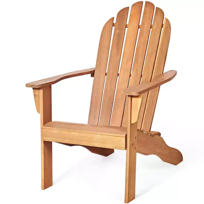 Costway Outdoor Adirondack Chair Solid Wood sturdy Patio Garden Furniture GrayNaturalWhite
