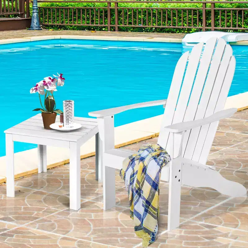 Costway Outdoor Adirondack Chair Solid Wood sturdy Patio Garden Furniture GrayNaturalWhite