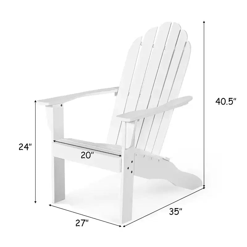 Costway Outdoor Adirondack Chair Solid Wood sturdy Patio Garden Furniture GrayNaturalWhite