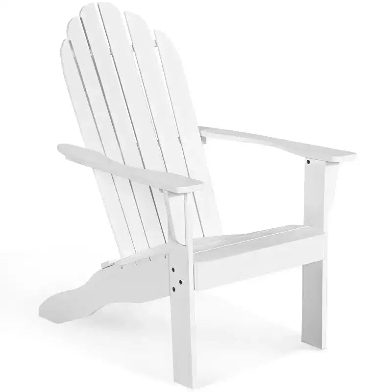 Costway Outdoor Adirondack Chair Solid Wood sturdy Patio Garden Furniture GrayNaturalWhite