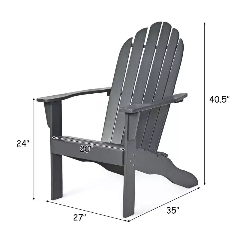 Costway Outdoor Adirondack Chair Solid Wood sturdy Patio Garden Furniture GrayNaturalWhite