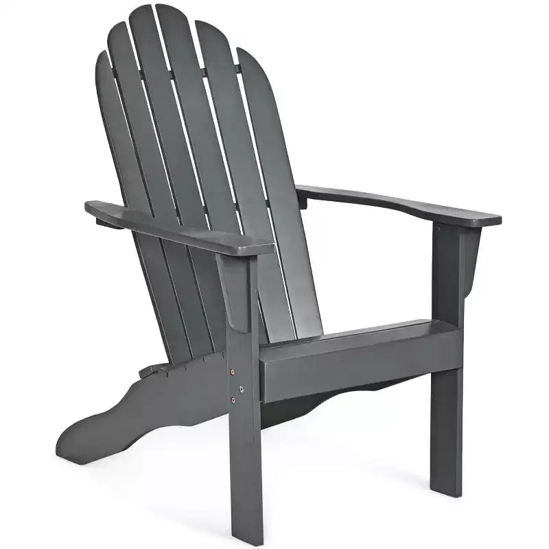 Costway Outdoor Adirondack Chair Solid Wood sturdy Patio Garden Furniture GrayNaturalWhite