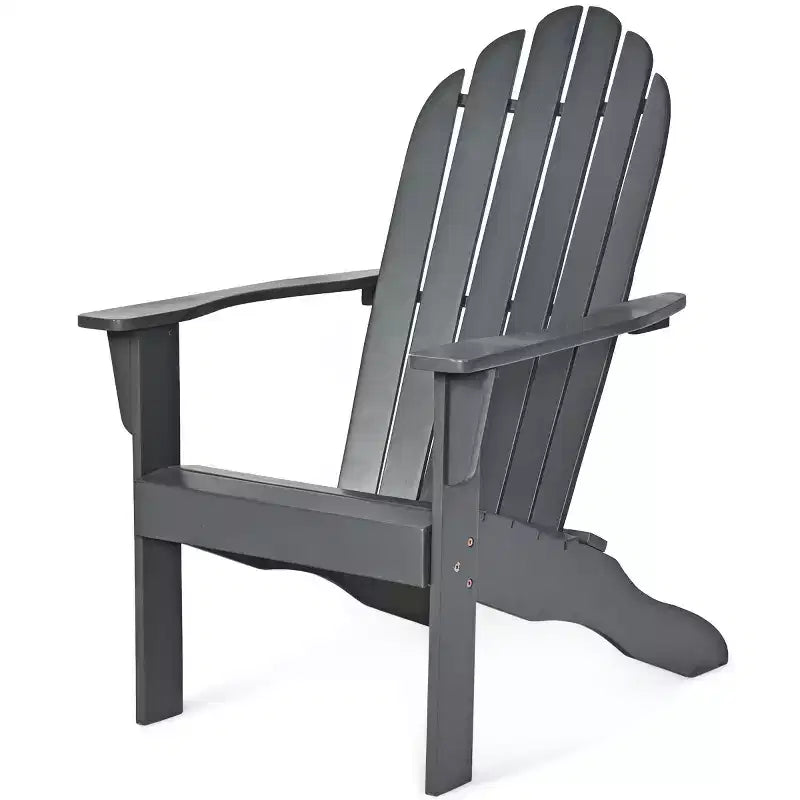 Costway Outdoor Adirondack Chair Solid Wood sturdy Patio Garden Furniture GrayNaturalWhite