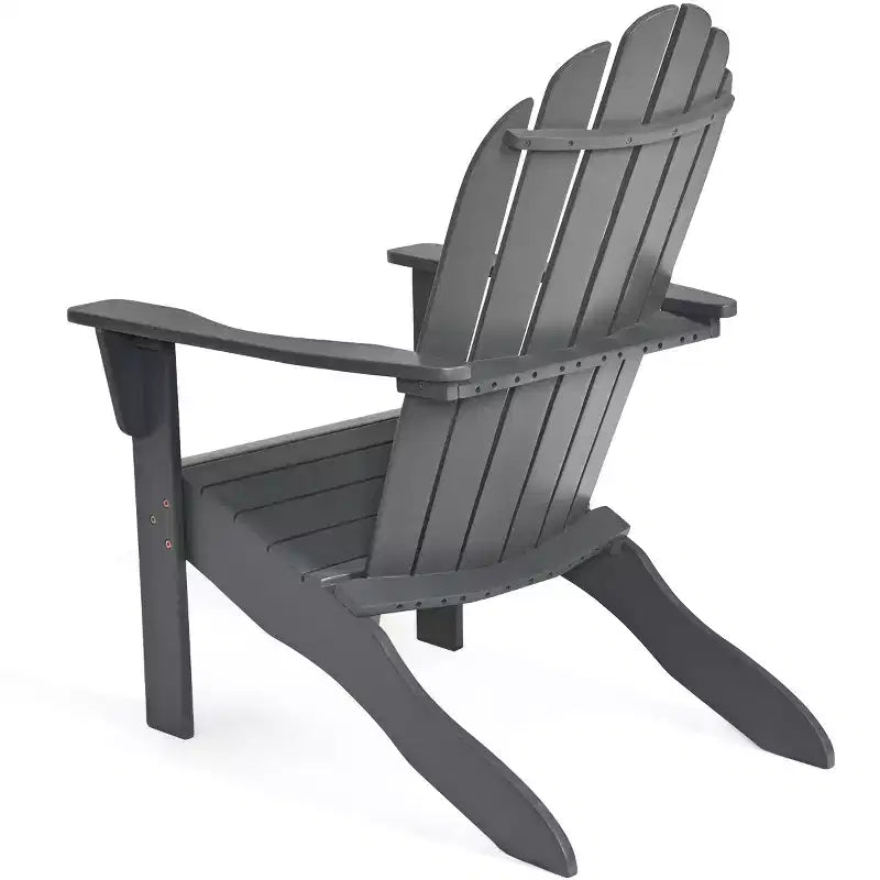 Costway Outdoor Adirondack Chair Solid Wood sturdy Patio Garden Furniture GrayNaturalWhite