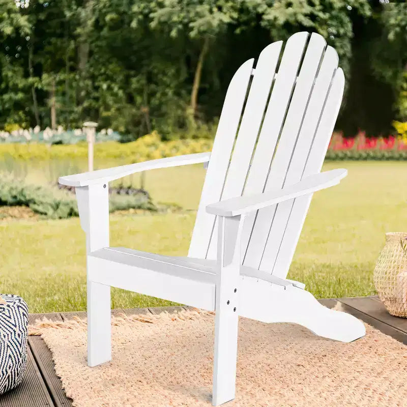 Costway Outdoor Adirondack Chair Solid Wood sturdy Patio Garden Furniture GrayNaturalWhite