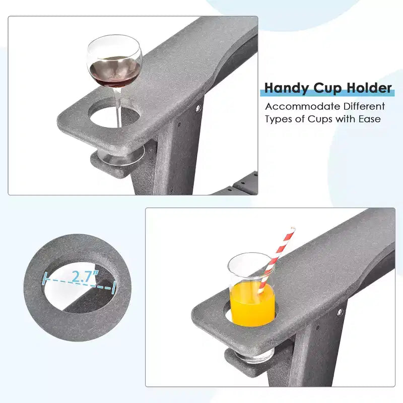 Costway 2PCS Patio Adirondack Chair Weather Resistant Garden Deck W/Cup Holder White\Black\Grey\Turquoise\Navy\Red