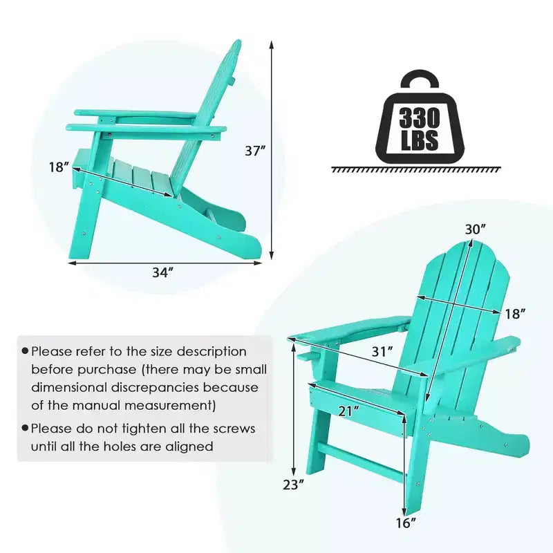 Costway 2PCS Patio Adirondack Chair Weather Resistant Garden Deck W/Cup Holder White\Black\Grey\Turquoise\Navy\Red