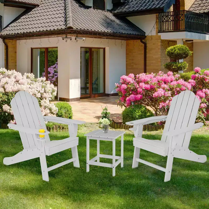 Costway 2PCS Patio Adirondack Chair Weather Resistant Garden Deck W/Cup Holder White\Black\Grey\Turquoise\Navy\Red