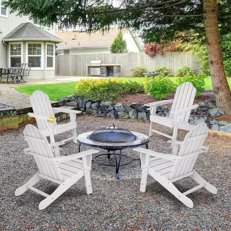 Costway 2PCS Patio Adirondack Chair Weather Resistant Garden Deck W/Cup Holder White\Black\Grey\Turquoise\Navy\Red