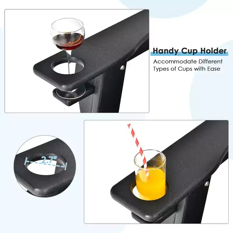 Costway 2PCS Patio Adirondack Chair Weather Resistant Garden Deck W/Cup Holder White\Black\Grey\Turquoise\Navy\Red