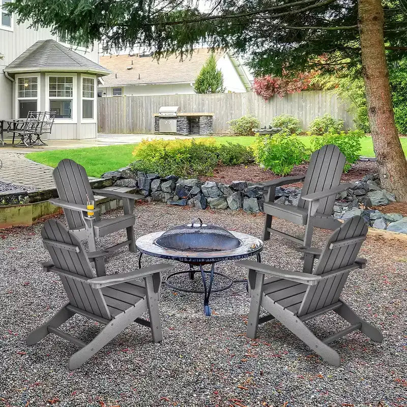 Costway Patio Adirondack Chair Weather Resistant Garden Deck W/Cup Holder White\Black\Grey\Turquoise\Navy\Red