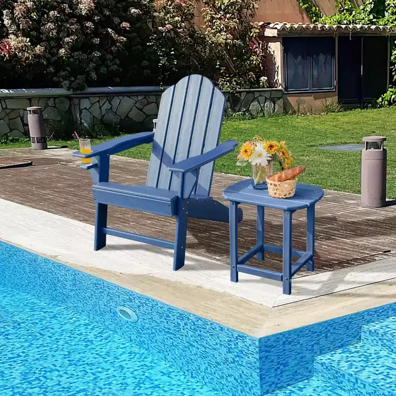 Costway Patio Adirondack Chair Weather Resistant Garden Deck W/Cup Holder White\Black\Grey\Turquoise\Navy\Red