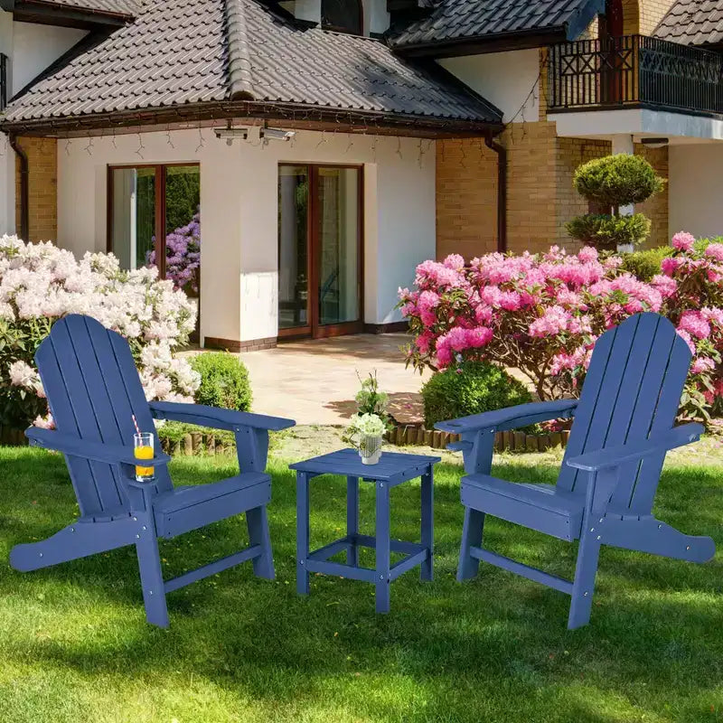 Costway Patio Adirondack Chair Weather Resistant Garden Deck W/Cup Holder White\Black\Grey\Turquoise\Navy\Red