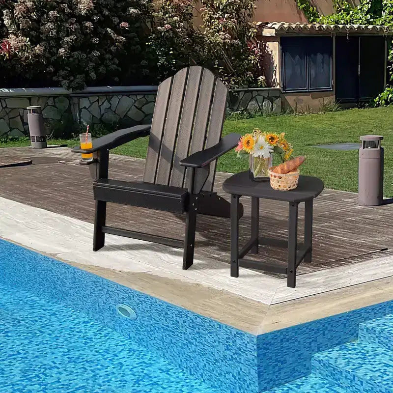 Costway Patio Adirondack Chair Weather Resistant Garden Deck W/Cup Holder White\Black\Grey\Turquoise\Navy\Red