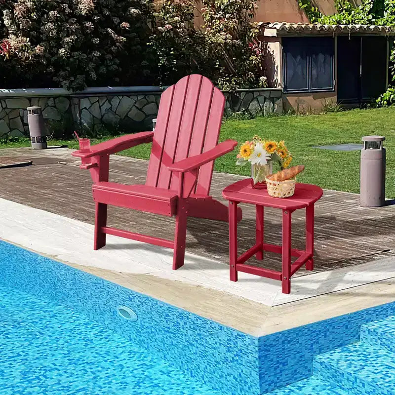 Costway Patio Adirondack Chair Weather Resistant Garden Deck W/Cup Holder White\Black\Grey\Turquoise\Navy\Red