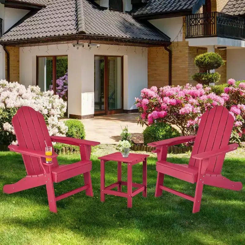 Costway Patio Adirondack Chair Weather Resistant Garden Deck W/Cup Holder White\Black\Grey\Turquoise\Navy\Red