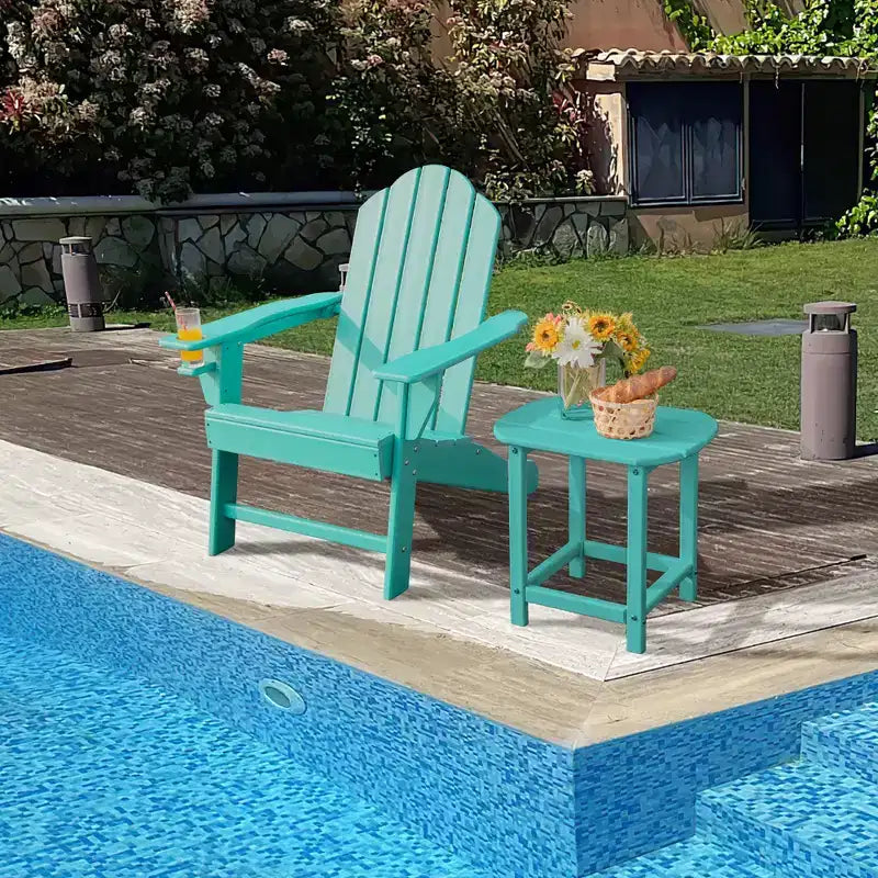 Costway Patio Adirondack Chair Weather Resistant Garden Deck W/Cup Holder White\Black\Grey\Turquoise\Navy\Red