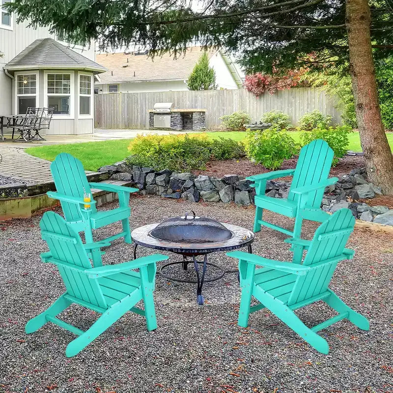 Costway Patio Adirondack Chair Weather Resistant Garden Deck W/Cup Holder White\Black\Grey\Turquoise\Navy\Red