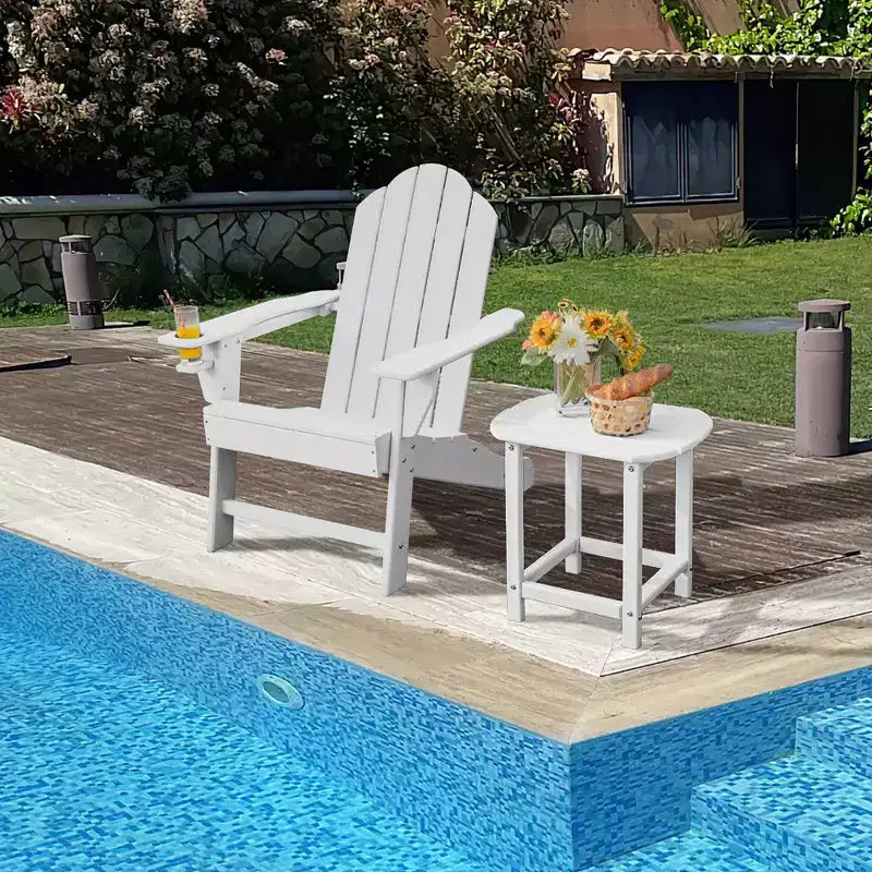 Costway Patio Adirondack Chair Weather Resistant Garden Deck W/Cup Holder White\Black\Grey\Turquoise\Navy\Red