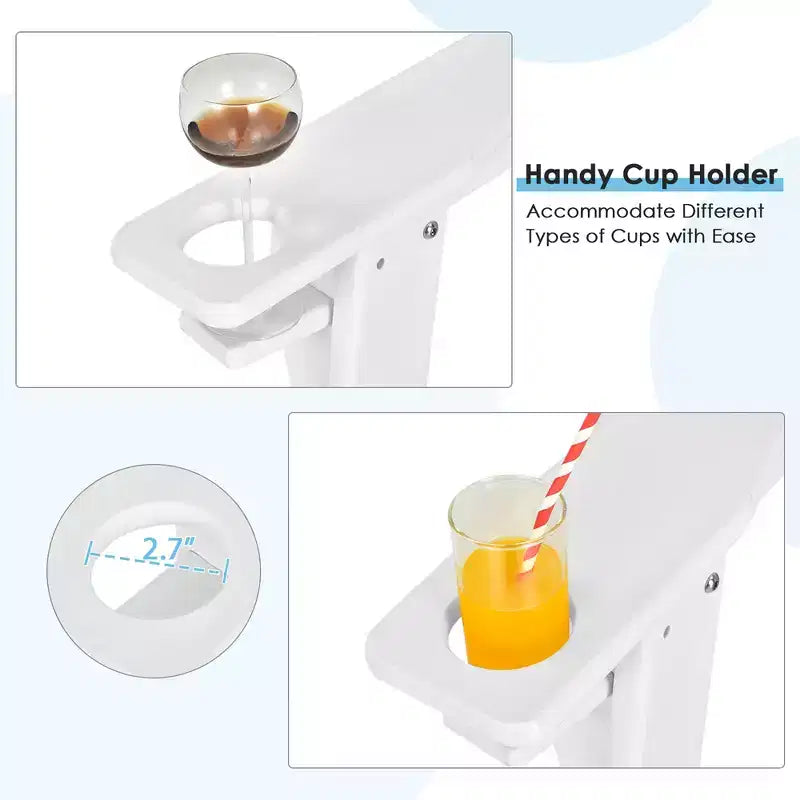 Costway Patio Adirondack Chair Weather Resistant Garden Deck W/Cup Holder White\Black\Grey\Turquoise\Navy\Red