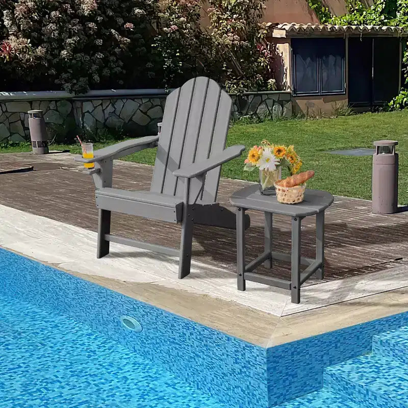 Costway Patio Adirondack Chair Weather Resistant Garden Deck W/Cup Holder White\Black\Grey\Turquoise\Navy\Red