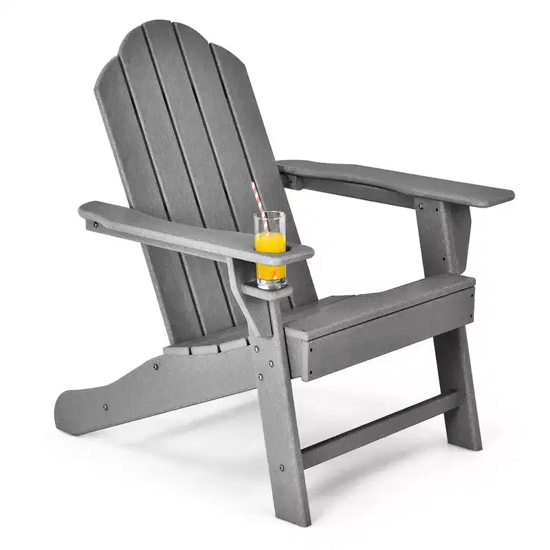 Costway Patio Adirondack Chair Weather Resistant Garden Deck W/Cup Holder White\Black\Grey\Turquoise\Navy\Red