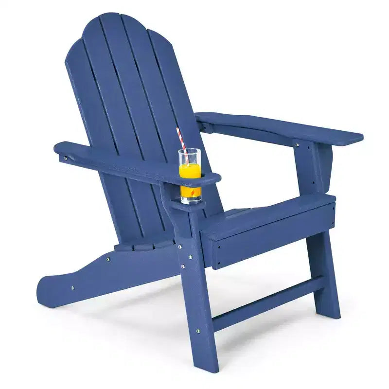 Costway Patio Adirondack Chair Weather Resistant Garden Deck W/Cup Holder White\Black\Grey\Turquoise\Navy\Red