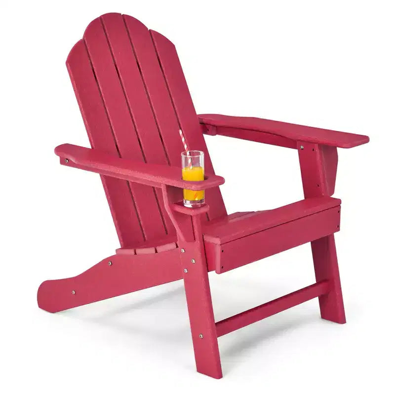 Costway Patio Adirondack Chair Weather Resistant Garden Deck W/Cup Holder White\Black\Grey\Turquoise\Navy\Red