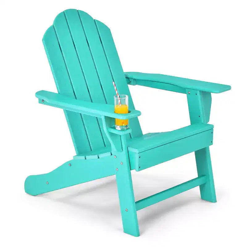 Costway Patio Adirondack Chair Weather Resistant Garden Deck W/Cup Holder White\Black\Grey\Turquoise\Navy\Red