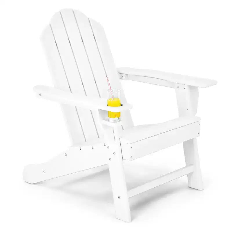 Costway Patio Adirondack Chair Weather Resistant Garden Deck W/Cup Holder White\Black\Grey\Turquoise\Navy\Red