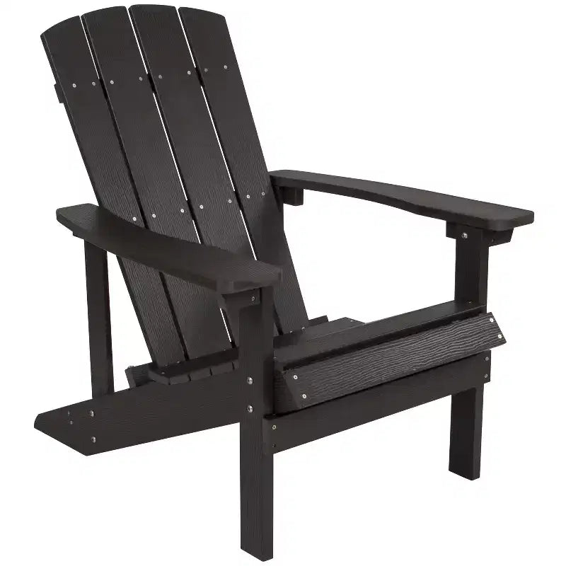 Flash Furniture 3 Piece Charlestown Poly Resin Wood Adirondack Chair Set with Fire Pit - Star and Moon Fire Pit with Mesh Cover
