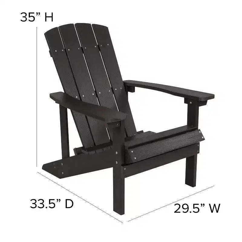 Flash Furniture 3 Piece Charlestown Poly Resin Wood Adirondack Chair Set with Fire Pit - Star and Moon Fire Pit with Mesh Cover